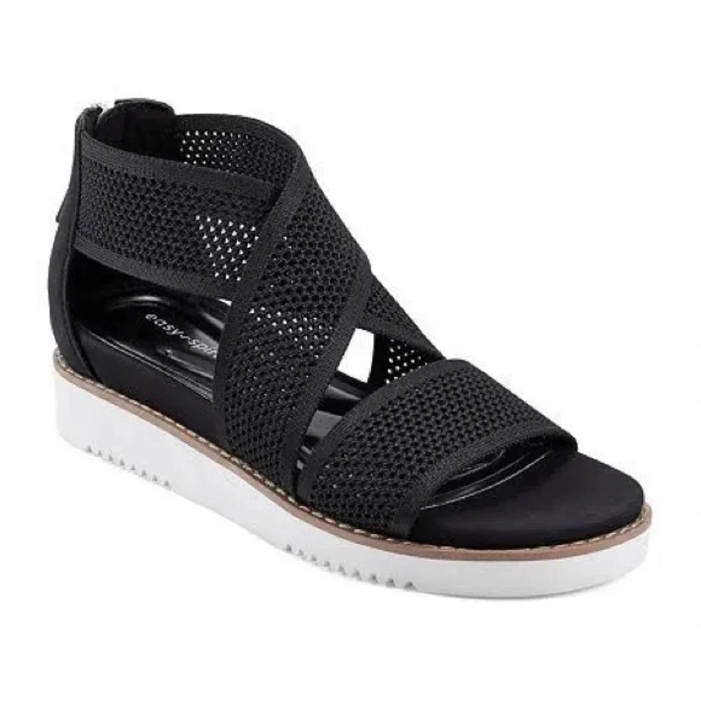 Easy Street Black Mesh Women's Sandals